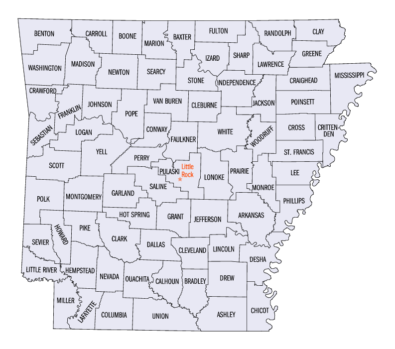 Arkansas county map